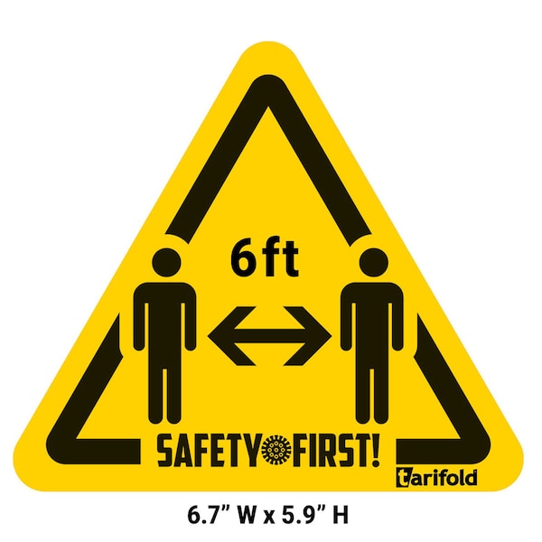 Anti-Slip Safety Floor Marking Stickers, 3-Sided, 5.9" x 6.7", PK20, 197854